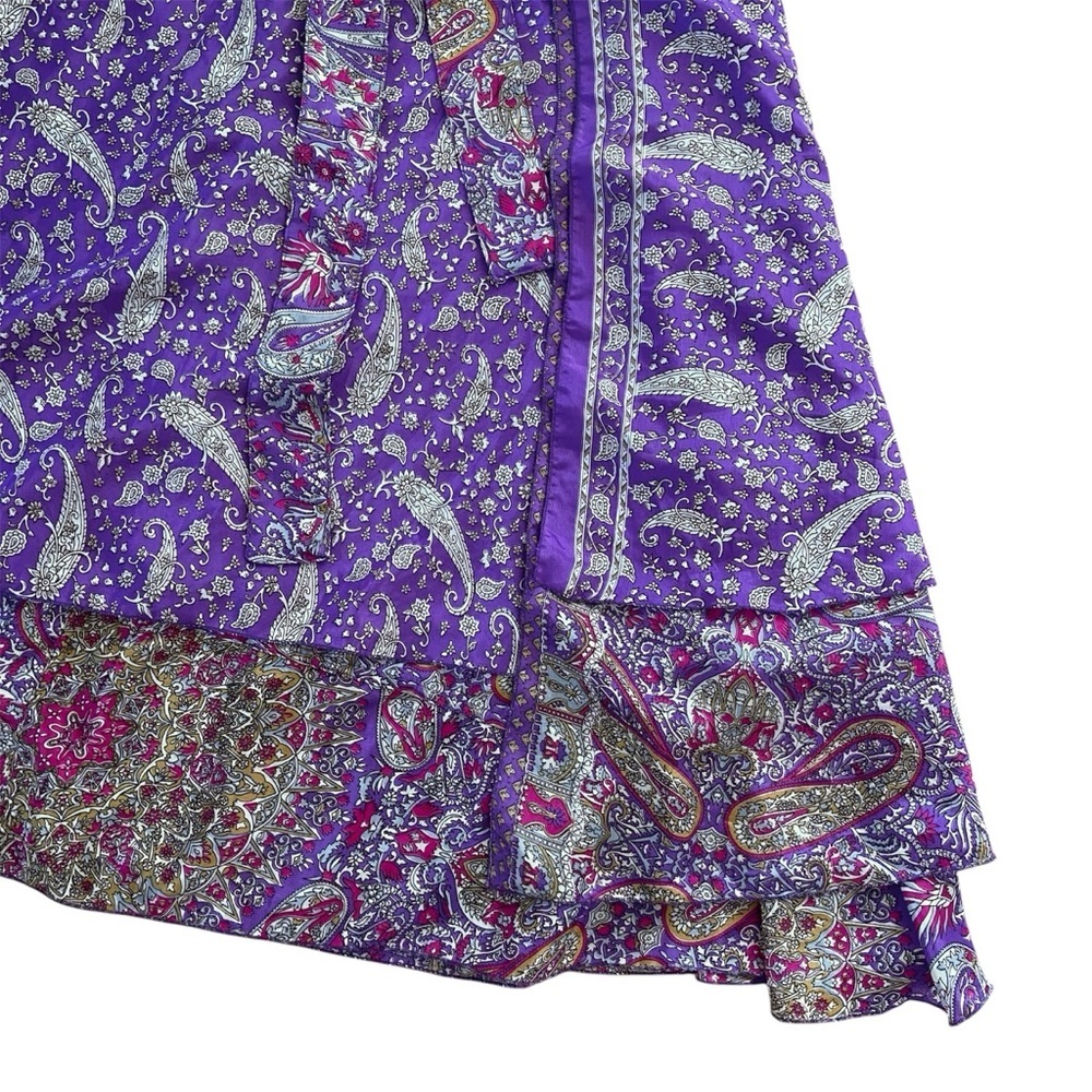 Impressions Boho Purple Paisley Print Maxi Wrap Skirt Women’s Large - Picture 3 of 6